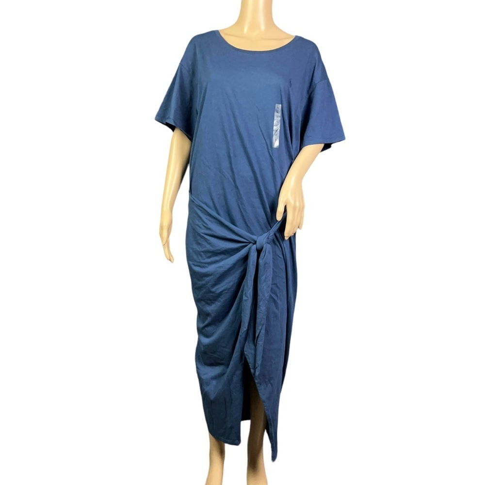 Polo Ralph Lauren Womens Wrap T-Shirt Dress Navy Blue Tie Up Cotton Size XL - Picture 4 of 11